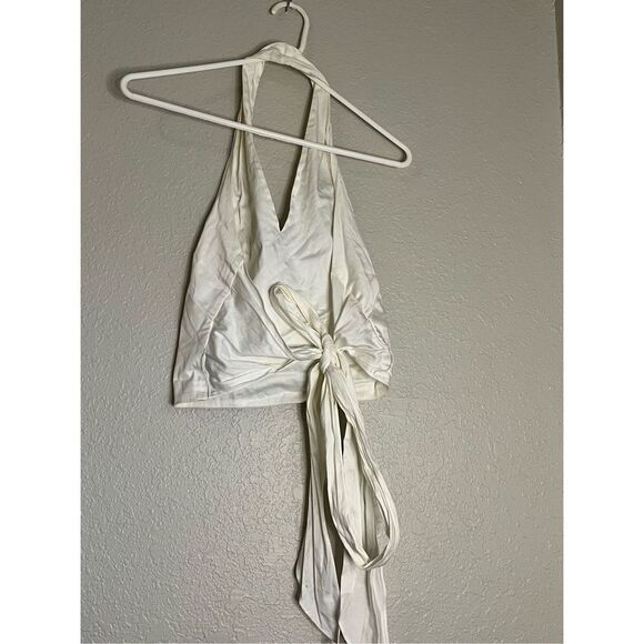 Lafayette 148 white halter tie wrap shirt top 10 - Picture 3 of 3